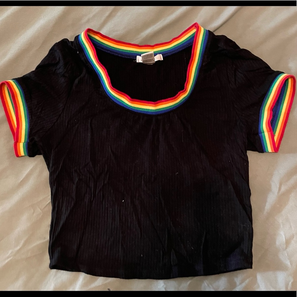 black and rainbow baby tee